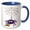 Blue/White, variant on 3drose, Cool Funny Purple Spider Using Leaf Blower with Web Cartoon, 11oz Mug