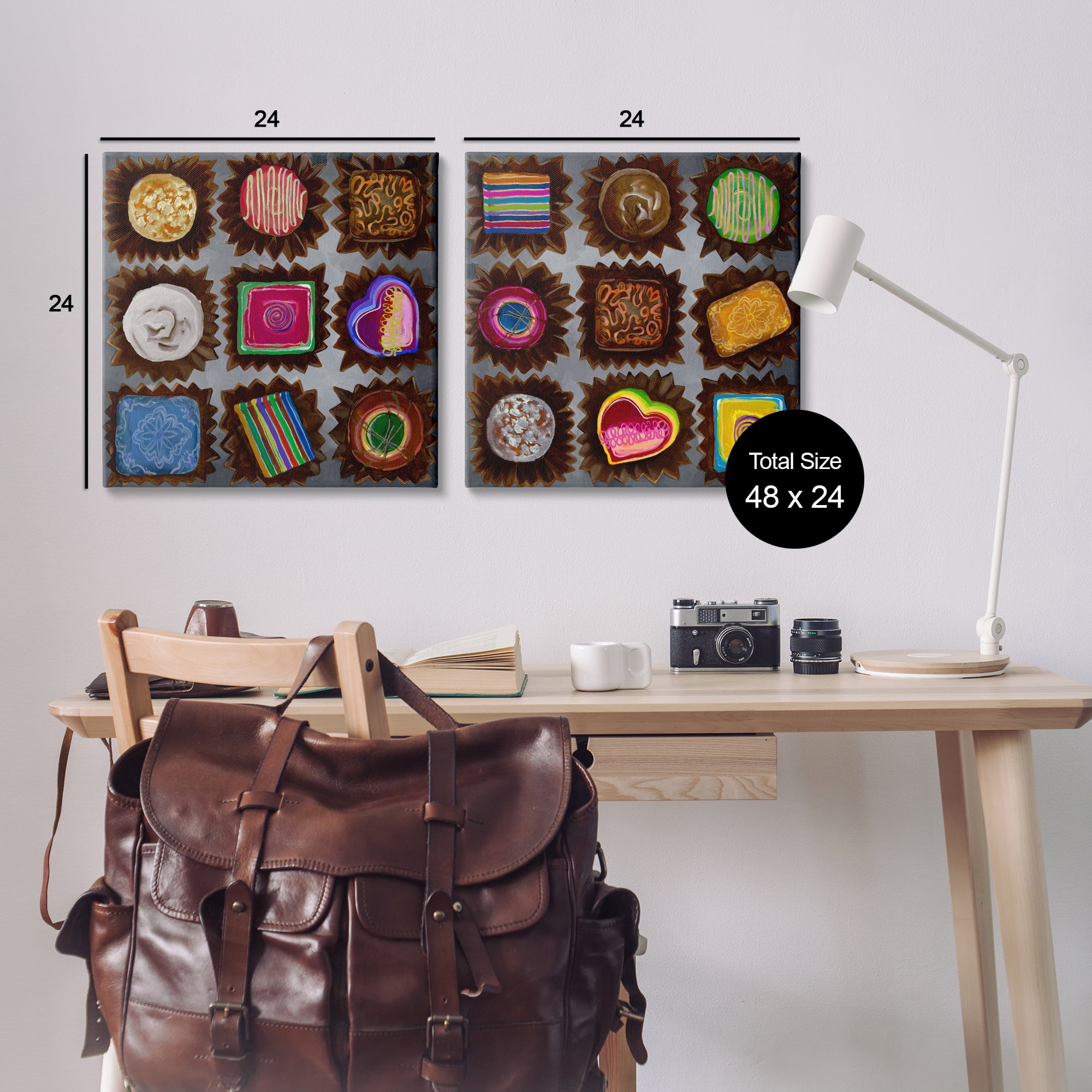 Stupell Industries Various Chocolate Choices Food & Beverage Painting Wrapped Canvas Art Print Wall Art, 24 x 24, Set of 2
