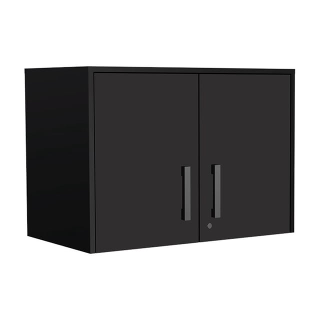 FM FURNITURE Penny Armoire de Rangement Moderne à 2 Portes en Bois Manufacturé Noir