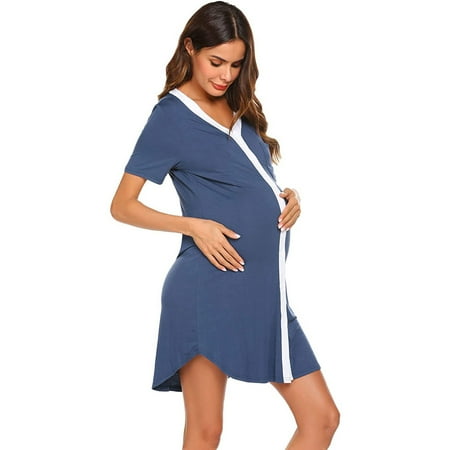 

Spdoo Nursing Sleepshirt Women Button-Front Nightshirt Short Sleeve Nightgown Breastfeeding Sleepwear S-XXL