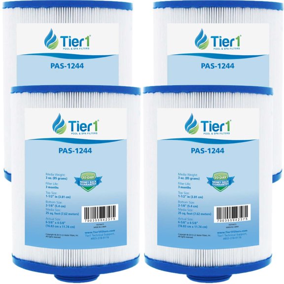 Tier1 Pool & Spa Filter Cartridge 4-pk | Replacement for Unicel 4CH-22, Freeflow Lagas FF-150, CLX TLX, Pleatco PFF25P4, Filbur FC-2399 and More | 25 sq ft Pleated Fabric Filter Media