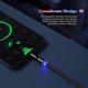 thumbnail image 3 of 3-in-1 Magnetic Charging Cable Nylon Braided Charging Cord with LED Light Compatible with iOS/Micro USB/Type-C Devices, Black 6.6ft, 3 of 5