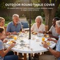 thumbnail image 3 of Round Outdoor Tablecloth with Umbrella Hole and Zipper, Eucalyptus Leaves Tablecloth with Elastic Waterproof, Khaki Summer Botanical Weeping Patio Table Covers for 55" - 60" Picnic Pool Tables, 3 of 9