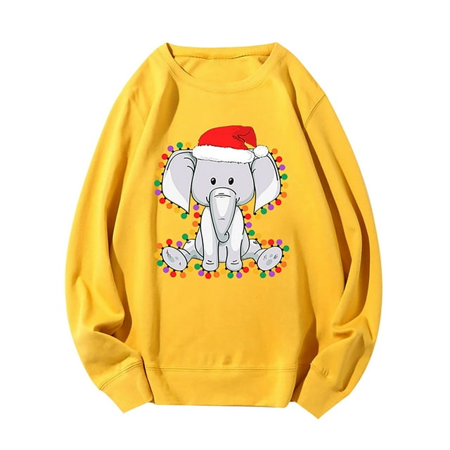 WREESH Christmas New Creative Casual Printing Long-sleeved Round Neck Sweater