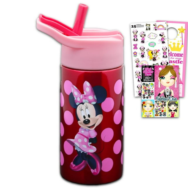 Botella de agua Disney Minnie Mouse de acero inoxidable de 400 ml para niñas