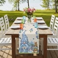 thumbnail image 4 of Table Runners 70 Inches Long Dress Scarves, Easter Farmhouse Coffee/Dining/Kitchen Table Decor, Holiday Table Runner, Farmhouse Retro Spring Rabbits Gnomes Blue Flowers 13x70 Inch, 4 of 9