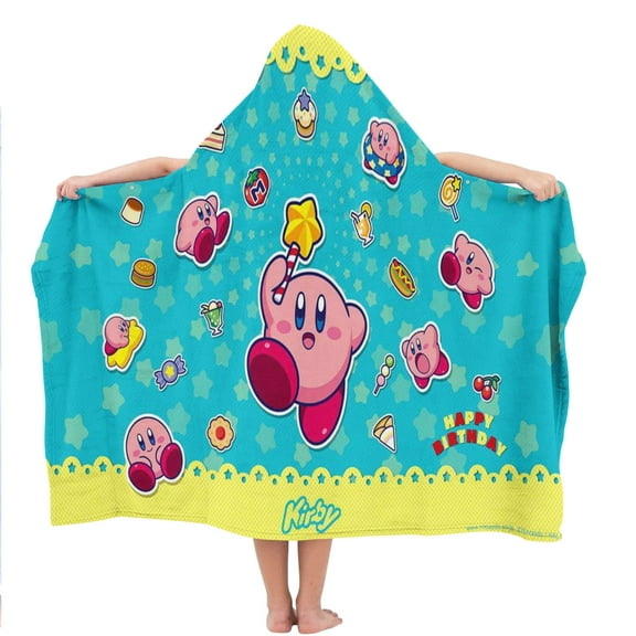 Kirby Star Hooded Kids Beach Towels Toddler Microfiber Bath Hat Swim Cover-ups Poncho Absorbent Pool Wrap