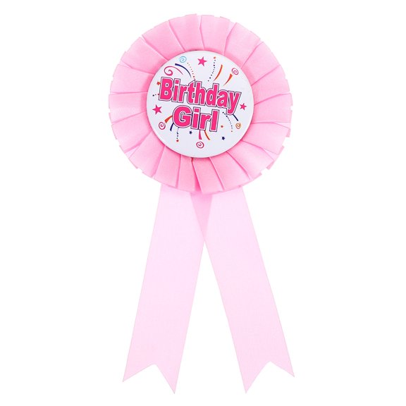 Uxcell Satin Fabric Birthday Women Tinplate Badge Pin for Party Decoration, Pink