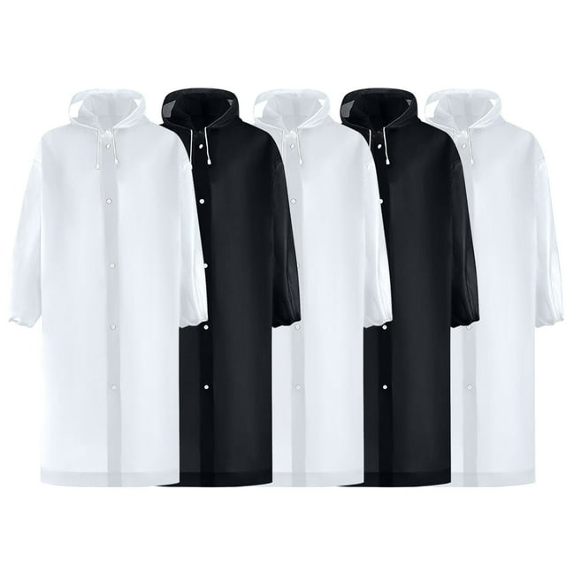 Weiqiqre Manteau de Pluie pour Femmes avec Capuchon Ponchos de Pluie pour Adultes Imperméable Portable Réutilisable Lot de 5 avec Capuchon à Cordon Restez au Sec avec Style