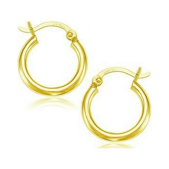 10k Yellow Gold Polished Hoop Earrings (15 mm) Weight 0.8 grams
