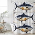 thumbnail image 6 of Retro Fish Coastal Shower Curtain Set - Long 72" x 84" Washable Bathtub Curtain with 12 Hooks, Summer Beach Nautical Ocean Waterproof Fabric Stall Shower Curtains for Bathroom/Bathtub Décor, 6 of 6