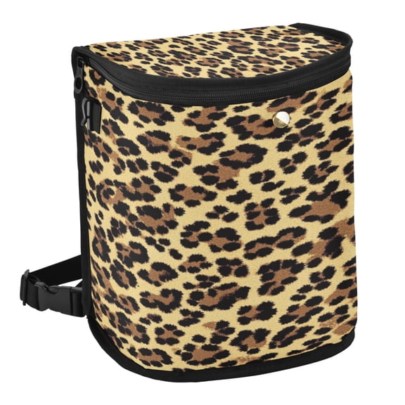 Qxltty Brown Leopard Car Trash Can with Lid Vehicle Backseat Hanging Leak Proof Storage Bin