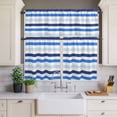 thumbnail image 4 of 3 Piece Kitchen Curtains and Valances Set Blue Ombre Striped Cafe Curtains 36 Inch Length Farmhouse Stripes Simple Art Valance & Tier Curtain for Living Room Bedroom Small Window 54"x18"+27"x36"*2, 4 of 6