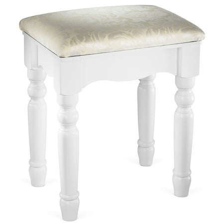 Bedroom Chairs Stools Fineboard Luxury Vanity Stool Makeup Dressing Stool Pad Cushioned Chair for Vanity Tables and Bedroom Sets, White ()
