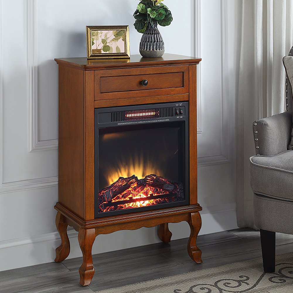 CUH Portable Entertainment Center Fake Wood Electric Fireplaces Free  Standing Rectangular Heater Drawer Living Room Bedroom Walnut - Walmart.com