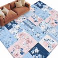 thumbnail image 2 of Pink Floral Blue Area Rug 5x7 FT, Non Slip Bedroom Throw Carpet, Farmhouse Botanical Vintage Leaves Washable Soft Floor Carpet Non-Shedding Rug for Dining Room Bedside Classroom Desk, 2 of 9