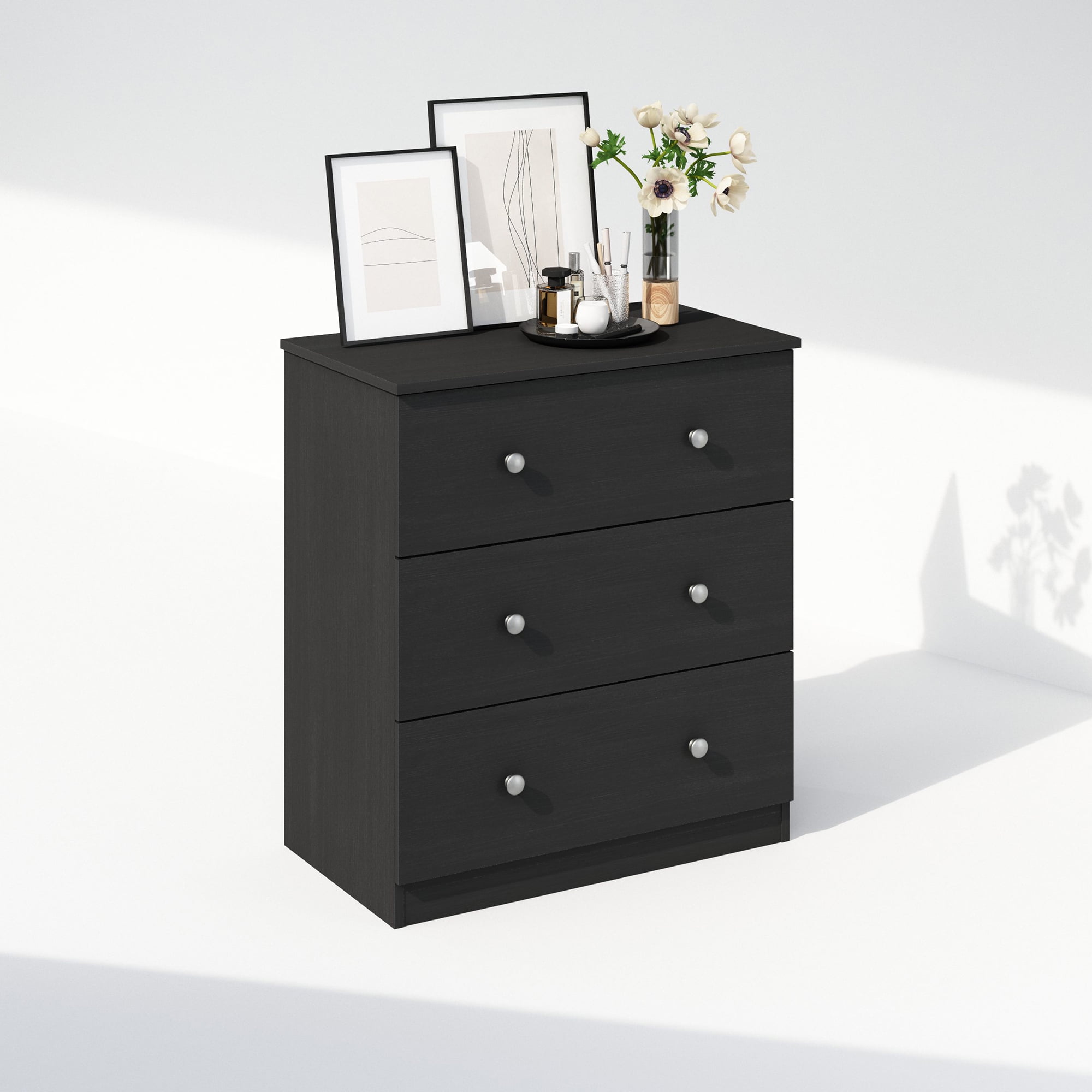 Furinno Frans Simple Design Console Table with 3 Drawers for Entryway, Living Room, Americano