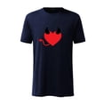 thumbnail image 1 of Hombres Día de San Valentín Manga corta Diablo Cuerno Amor Impresión Cuello redondo Jersey Camiseta Blusa Pompotops  oipoqjl5027, 1 of 2
