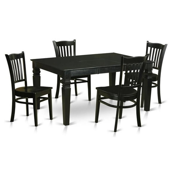 Pemberly Row 5-piece Wood Kitchen Table Set in Black