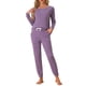 thumbnail image 1 of Conjunto de lounge para mujeres INSPIRE CHIC, sudadera con jogger, manga larga, cuello redondo, pijama de punto, traje de entrenamiento 2XL púrpura, 1 of 5