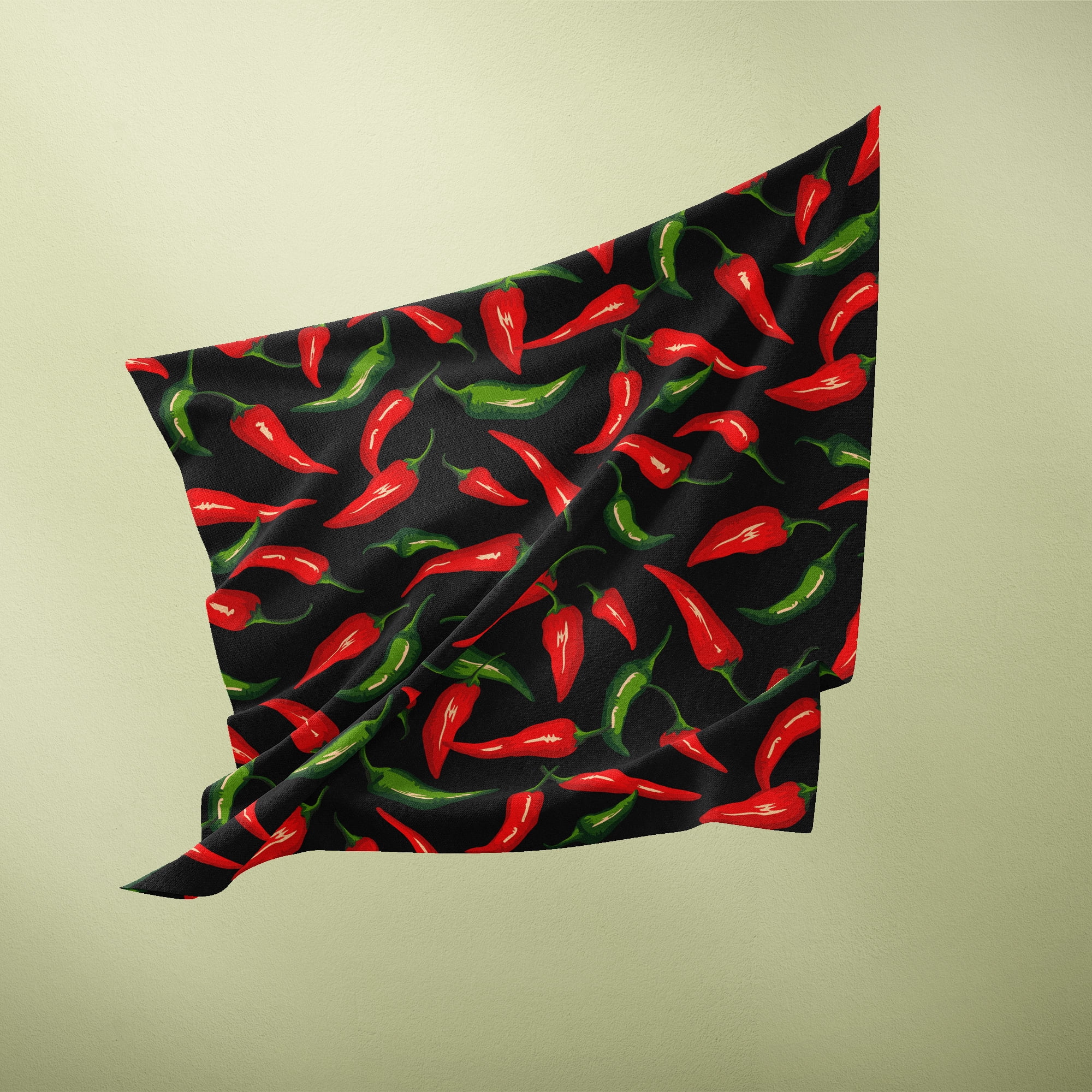 1 Yard 100% Cotton Chilli Peppers, Black, 44" Wide for Quilting & Sewing by David Textiles