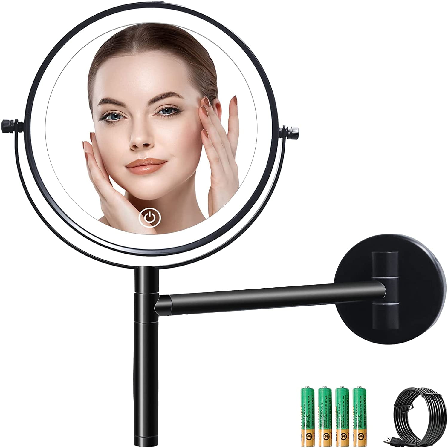 Lansi Wall Mounted Makeup Mirror, Swing Up, Down, Left and Right, 1X