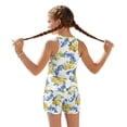 thumbnail image 3 of Xoenoiee Lemon Flower Print Girls Swimsuit Two Piece Ruched Ruffle Tankini Swimsuits for Girls Skin-friendly Bathing Suit with Shorts Swimwear, Size 12-13 Years, 3 of 6