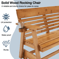 thumbnail image 6 of HOMREST Patio Glider Bench Chair Set with Cup Holders Wooden Outdoor Loveseat Glider with Ergonomic Deep Contoured Seat and High Roll Back, Heavy Duty 800LBS for Garden Porch Balcony, Brown, 6 of 10