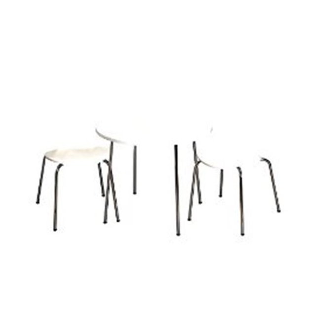 Giftmark 3012W Modern Childrens Table and 2 Chair Set with Chrome Legs - White