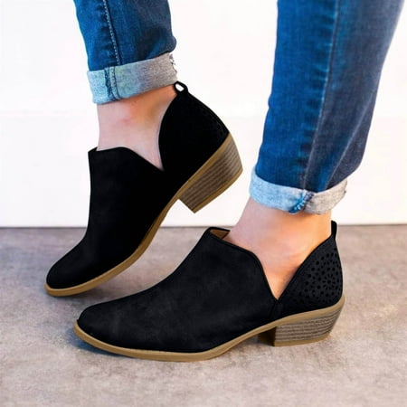 

Aayomet Boots For Women，Red Boots For Women Mouth Boots Color Hollow Toe Solid Heel Round Shallow Women s Short Black Platform Boots
