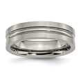 thumbnail image 1 of Solid Titanium Grooved 6mm Matte Brushed Finish and Wedding Band Ring Size 10, 1 of 7