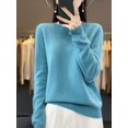 thumbnail image 1 of Suéter de lana merino 100 % para mujer, jersey de cachemira, prendas de punto, otoño e invierno, cuello redondo, color liso, ropa básica de moda para mujer, 1 of 5