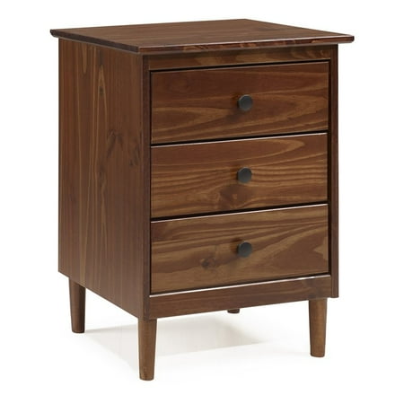3-Drawer Solid Wood Nightstand - Walnut