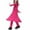 Hot Pink, variant on Odeerbi Muslim Dress For Girls 2025 Long Sleeve Long Dress V Neck Colorblock Dress for Teen Girls Purple
