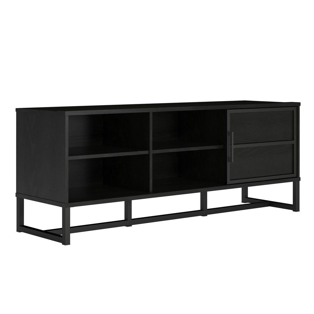 Mainstays 60 Inch TV Console with Sliding Door, True Black Oak