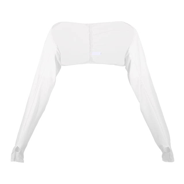 Mantón de brazo de protección solar suave manga de enfriamiento, manga de brazo de protección solar de poliéster con orificio para el dedo para golf de mujer, blanco