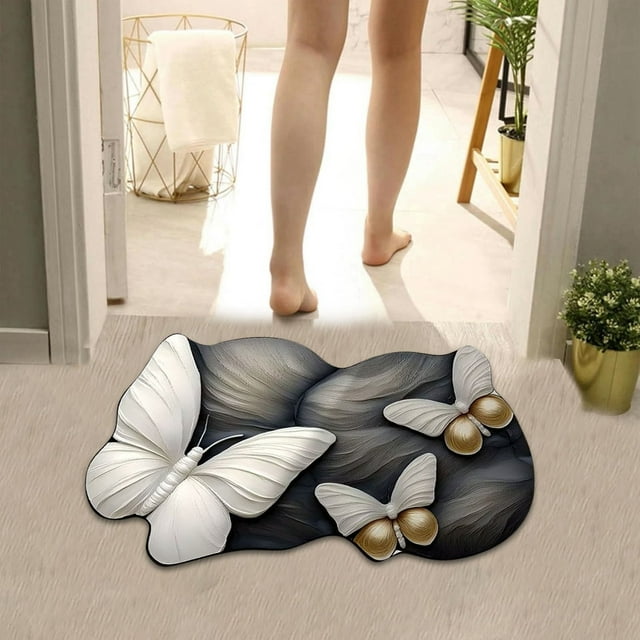 Tapis Absorbant à Motif Réaliste 3D Séchage Rapide Tapis 3D Salle de Bain Fibre Fine Douce Tapis de Salle de Bain Lavable à la Machine Tapis de Salle de Bain Couvertures Shag et Jetés Couverture Épaisse Douce Jeté Couverture Chandail Beige