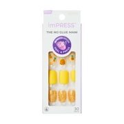 imPRESS Press-On Nails, No Glue Needed, SunDaze, Yellow, Short Length, Square Shape, 33 Ct.