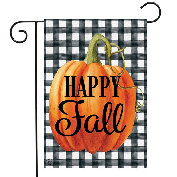 Briarwood Lane Happy Fall Pumpkin Checkers Burlap Garden Flag