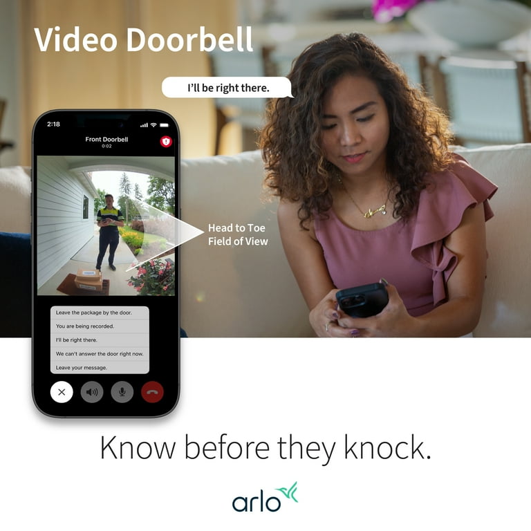Arlo 2K Video Doorbell Camera Wired, Wireless, Audio, Security