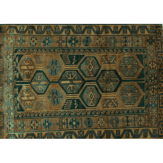 Ahgly Company Indoor Rectangle Persian Turquoise Blue Traditional Area Rugs, 8' x 10'
