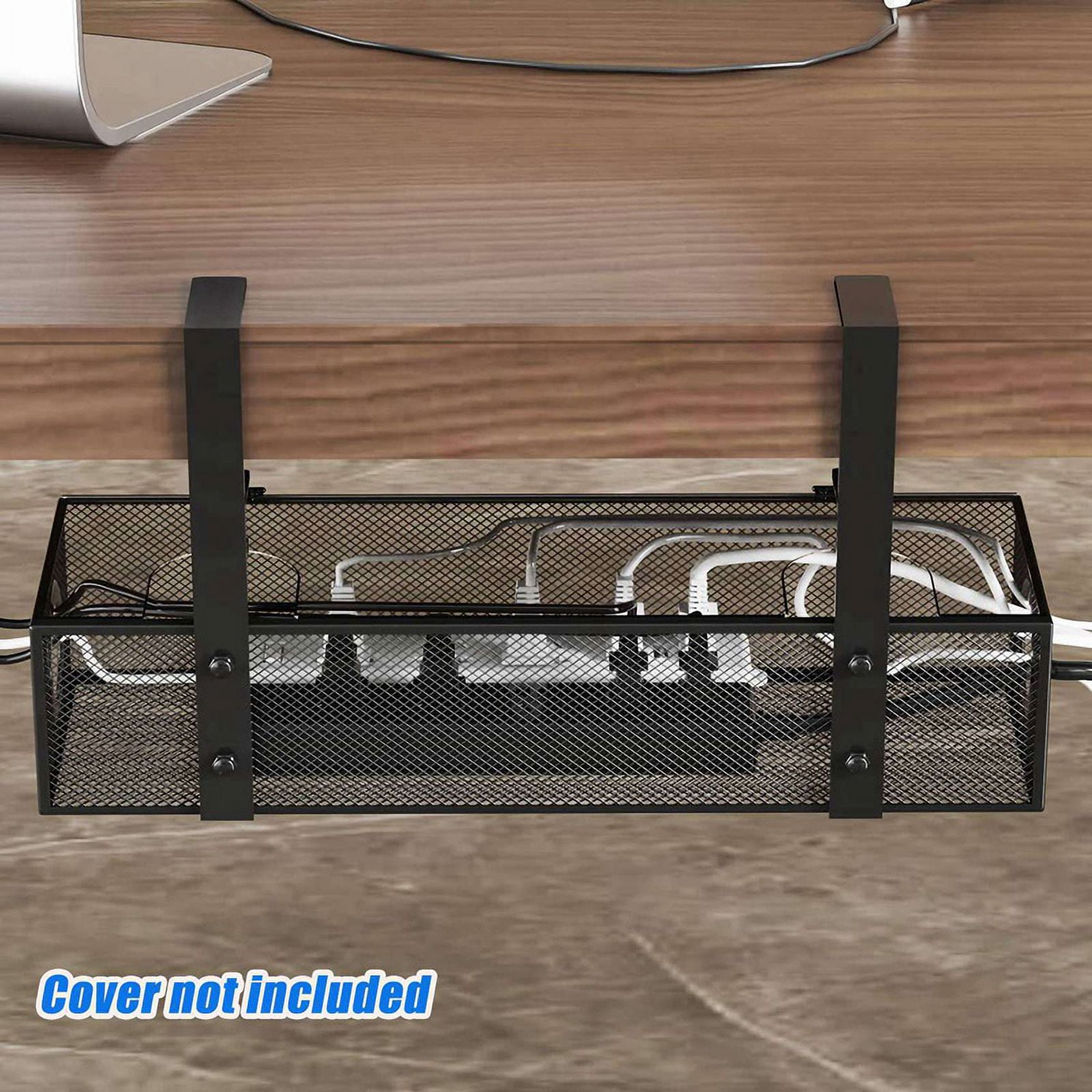 2X Under Desk Cable Management Box Tray Under Desk Wire Management Box Clamp Under Table Cord Management Organizer