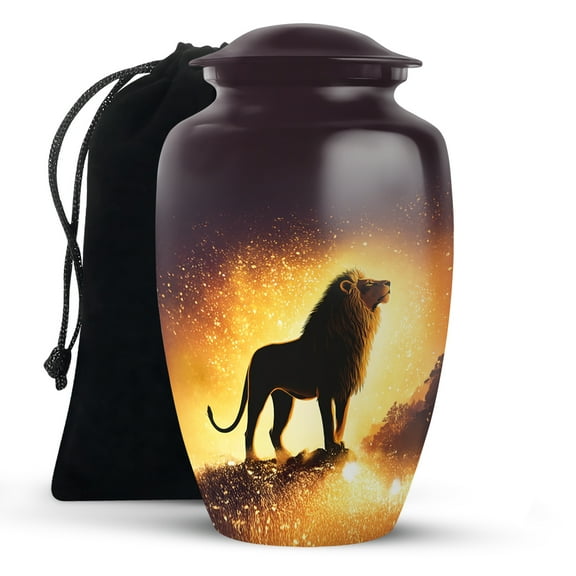KARYLIZ Lion Funeral Cremation Urns For Human Ashes - Urns For Human Ashes Adult Female - Funeral Urn For Women & Men - Decorative Urn For Male - Funeral For Men - Memorial Tribute