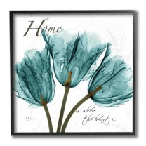 Stupell Industries Unique Blue Tulips Silhouette Home Is Where Quote Black Framed by Albert Koetsier