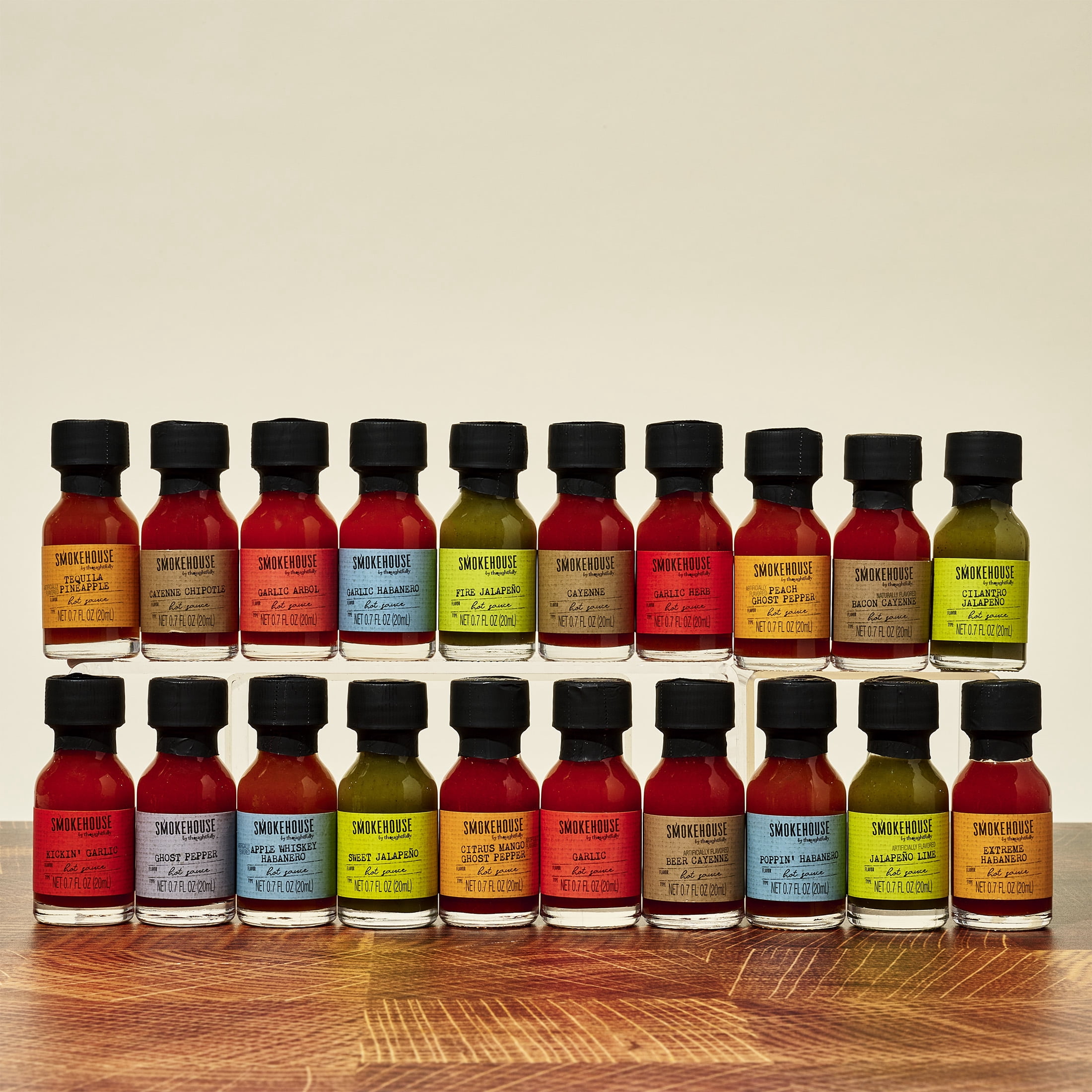Smokehouse by Thoughtfully Hot Sauce Gift Set, Delicious and Unique Flavors Variety Pack for Father's Day Gifts, 20 Count