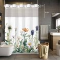 thumbnail image 5 of Wildflower No Hooks Shower Curtain with Snap-in Liner Daisy Floral Leaves Farmhouse Pastoral Shower Curtains for Bathroom, Waterproof, Easy Install, Washable 60"x72", 5 of 9