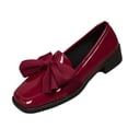 thumbnail image 2 of Miluxas Walking Loafers for Women Dressy Bow Leather Square Toe Slip on Shoes Red 9.5(43), 2 of 9