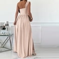 thumbnail image 5 of Summer Saving Wycnly Formal Dresses for Women One Shoulder Sexy Slit Pleated Swing off Shoulder Party Maxi Dresses V-Neck Sleeveless Plain 2024 Summer Long Dress Beige m, 5 of 7
