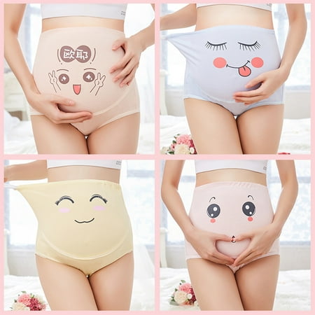 

Pontos Adjustable Pregnant Women Panties Belly Support Cartoon Expression Underwear