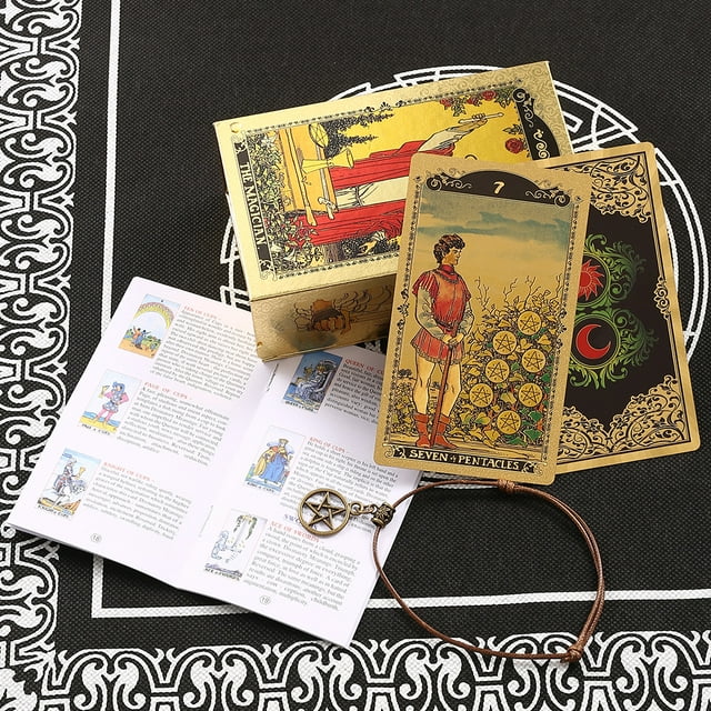 Tarjeta de tarot colorida con láser de lámina dorada, estampado en caliente, impresión en color, plástico, juego de mesa impermeable, juego de cartas de felicitación al por mayor